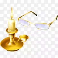 烛光剪贴画-黄色简单眼镜蜡烛装饰图案