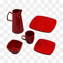 咖啡杯餐具盘三维电脑图形玻璃-红牌家居用品免费扣料