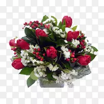 玫瑰花型花束-红色和白色花篮的花束