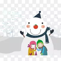 新年贺卡-冬季雪人图案