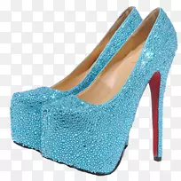高跟鞋庭院鞋平台鞋楔蓝色10英寸高跟鞋