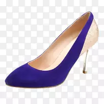 紫高跟鞋蓝-紫蓝绒面高跟鞋