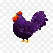 鸡肉-紫色卡通鸡