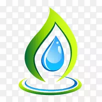 液滴徽标叶回收符号-水生态图标元素
