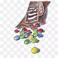 画水彩画糖果巧克力豆