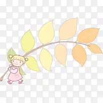 叶剪贴画-回到孩子的叶子上