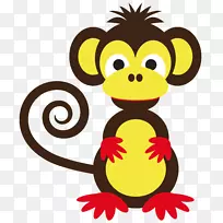 猿猴免费可爱剪贴画卡通大嘴猴