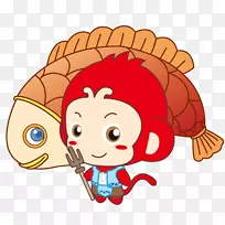 卡通儿童动画可爱鲤鱼小猴子卡通