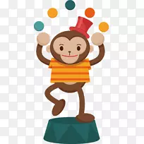 马戏团小丑插图-创意猴子