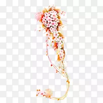 花-粉红色和新鲜花束装饰图案