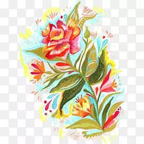 水彩画版画印刷艺术插图-明亮玫瑰