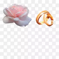 结婚戒指-鲜花和结婚戒指