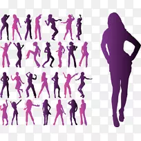 舞蹈图形设计女装.紫色剪影图案