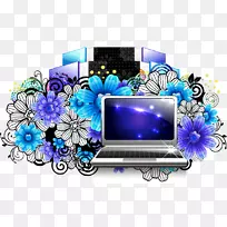 膝上型电脑绘图摄影插图.3D办公材料