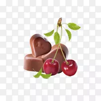 巧克力覆盖樱桃蛋糕心形巧克力和樱桃