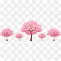 樱花模板微软PowerPoint-粉红色樱桃树