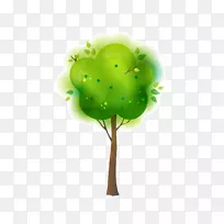 绿色创意设计师插图-创意绿树