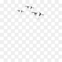白色黑角图案-水墨画风格，鸟，鹤，飞
