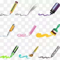 彩色铅笔画-各种笔迹，铅笔，钢笔，