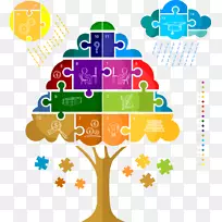 树信息图免费插图图形树拼图