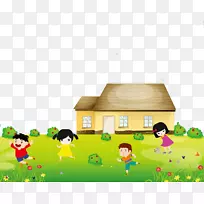 幼儿园儿童画学前卡通绿草儿童发挥创意