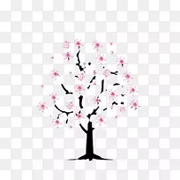 樱花树夹艺术-卡通手绘樱桃树扣免费材料