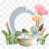 复活节彩蛋派对插画-美丽插画花边彩蛋