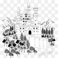 建筑城堡黑白-黑白城堡建筑线图