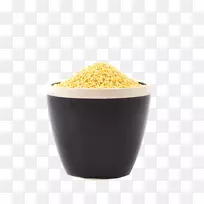 普罗谷类五粒黄米-杯中的小黄米