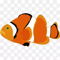 卡通鱼类剪贴画-橙色观赏鱼