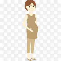 孕妇插图短发孕妇图