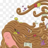 长发下载绘图插图手绘美发