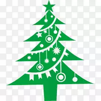 圣诞树圣诞老人圣诞装饰品剪贴画扁平圣诞树