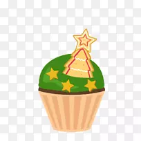 圣诞蛋糕纸杯蛋糕生日蛋糕卡通-绿色圣诞树蛋糕
