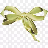 织带结材料创意-绿色缎带蝴蝶结