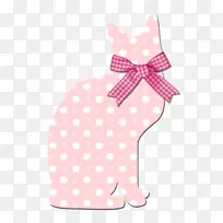 粉红猫纸剪贴簿插图-猫戴蝴蝶结