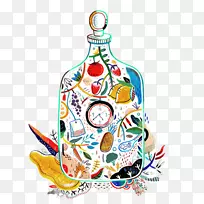 画卡通瓶插图.卡通瓶