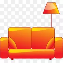家具沙发剪贴画.漆橙色沙发