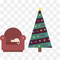 圣诞树客厅-咖啡沙发，圣诞树