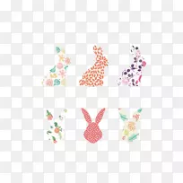 剪影兔插图-花卉剪影动物