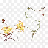 花卉水彩画插图-复古花卉装饰
