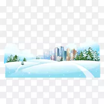 雪冬插图-冬季城市海报背景因素