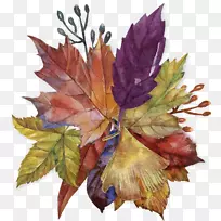 秋叶彩绘艺术-花卉装饰作品