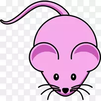 电脑鼠标动画剪辑艺术-粉红色和紫色的小老鼠
