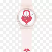 斯沃琪组情人节粉色可爱的手表