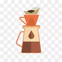 咖啡杯咖啡厅咖啡壶卡通红咖啡壶