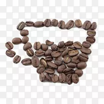 咖啡杯咖啡豆放在咖啡杯里