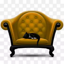 沙发起居室名词项目图标黄色猫睡沙发