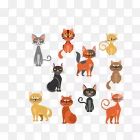 猫剪贴画彩色猫图案