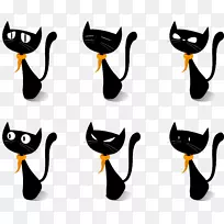 黑猫画片艺术-可爱猫的各种表情